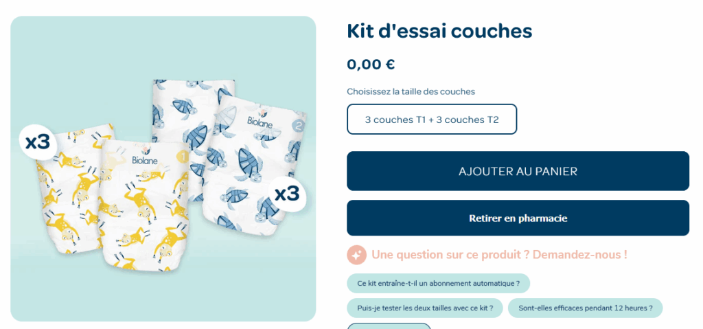Kit essai couche Biolane gratuit