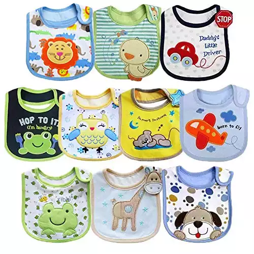 Lot de 10 bavoirs bébé imperméables