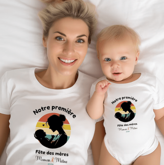 Duo T-shirt et body : Notre première fête des mères
