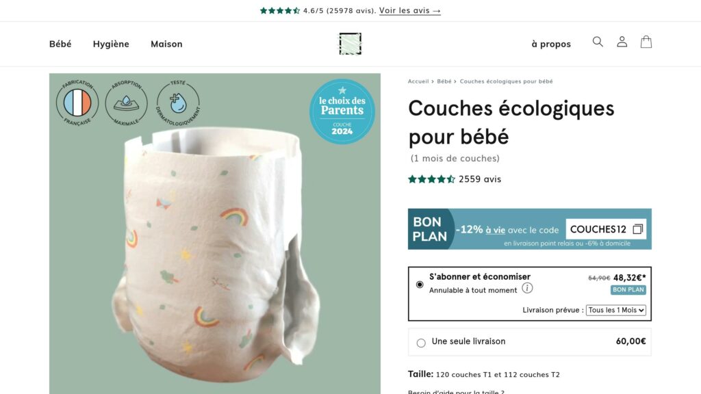 Comparatif couche la marque en moins