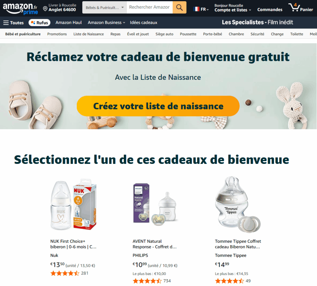 Biberon bébé gratuit Amazon