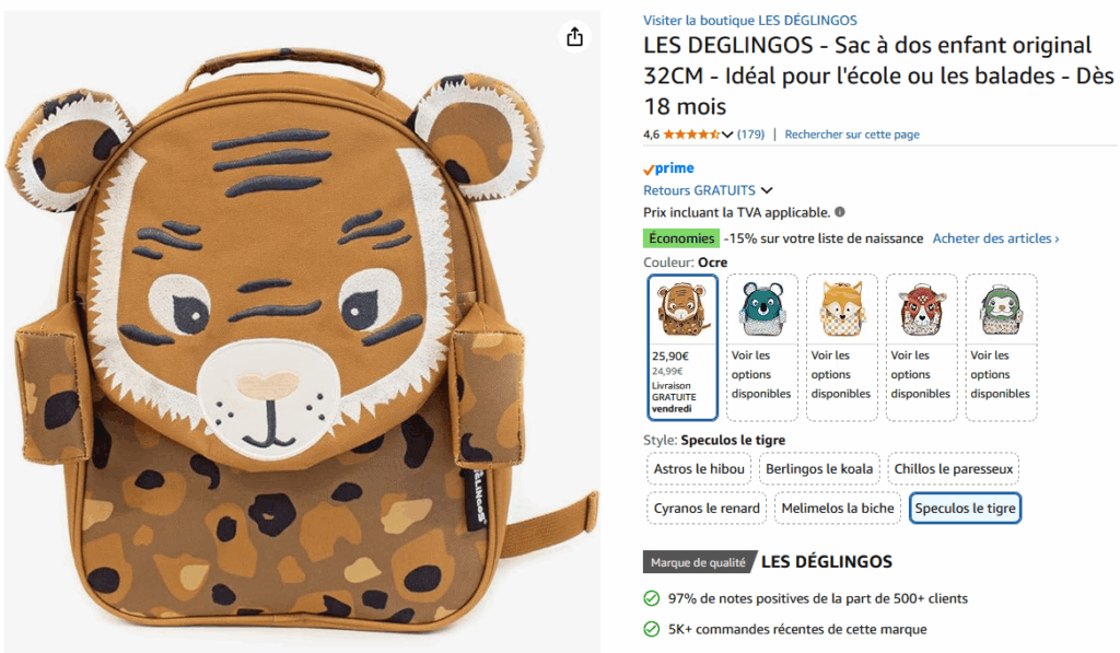 Cartable enfant maternelle Les Déglingos